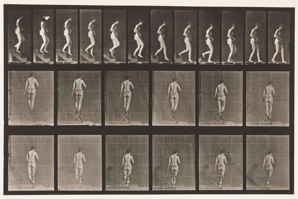 Tafel 130. Treppenabstieg, gefaltete Hände von Eadweard Muybridge