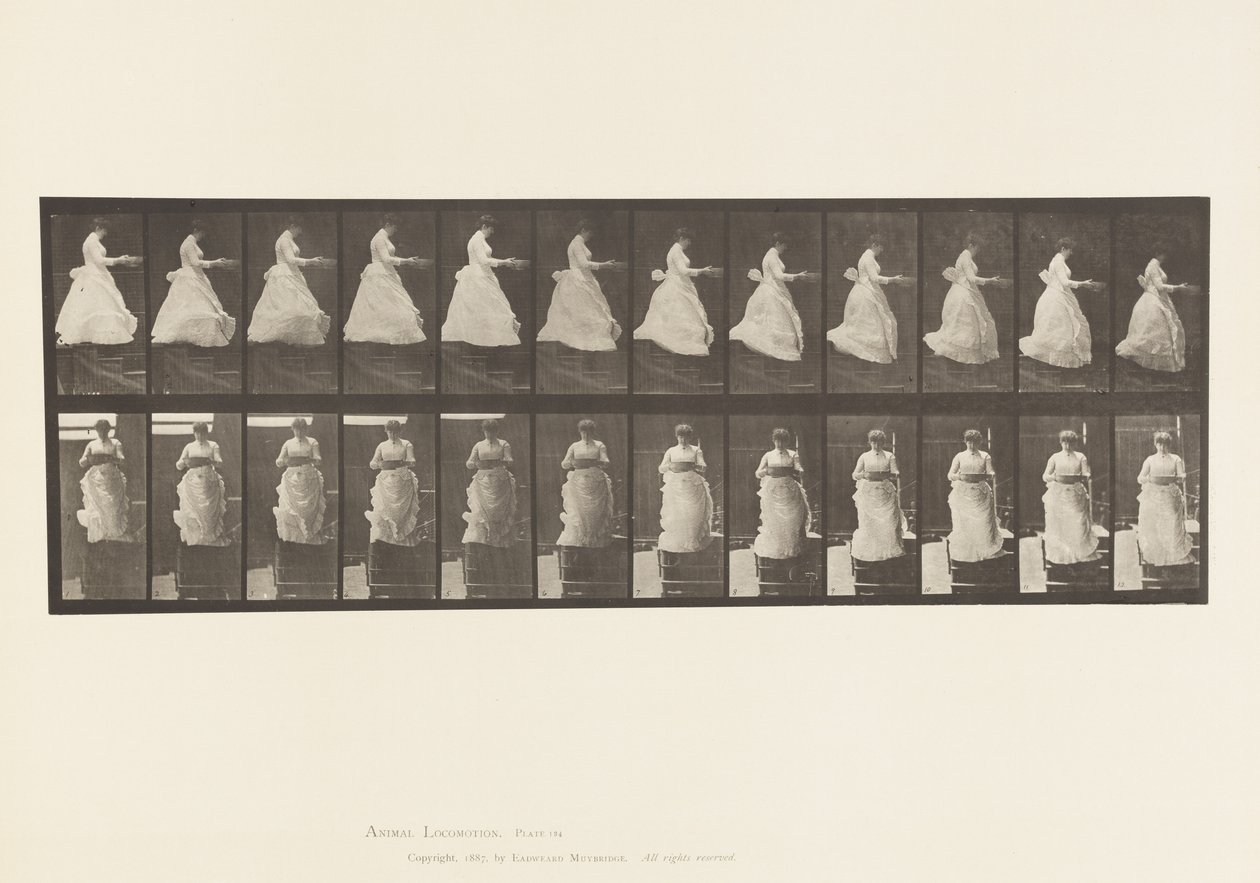 Tafel 134. Treppen hinuntergehen, mit Becken in den Händen von Eadweard Muybridge