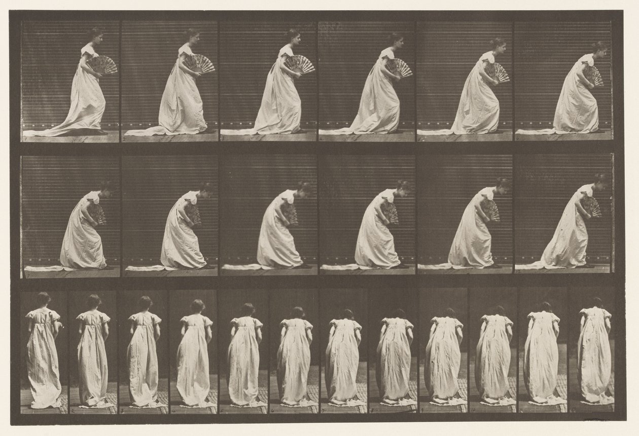 Knicks, Fächer in der rechten Hand von Eadweard Muybridge