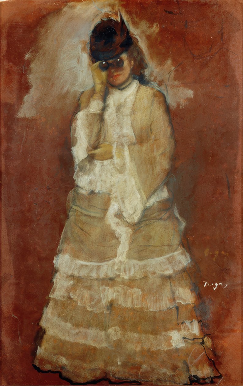 Dame mit Fernglas von Edgar Degas