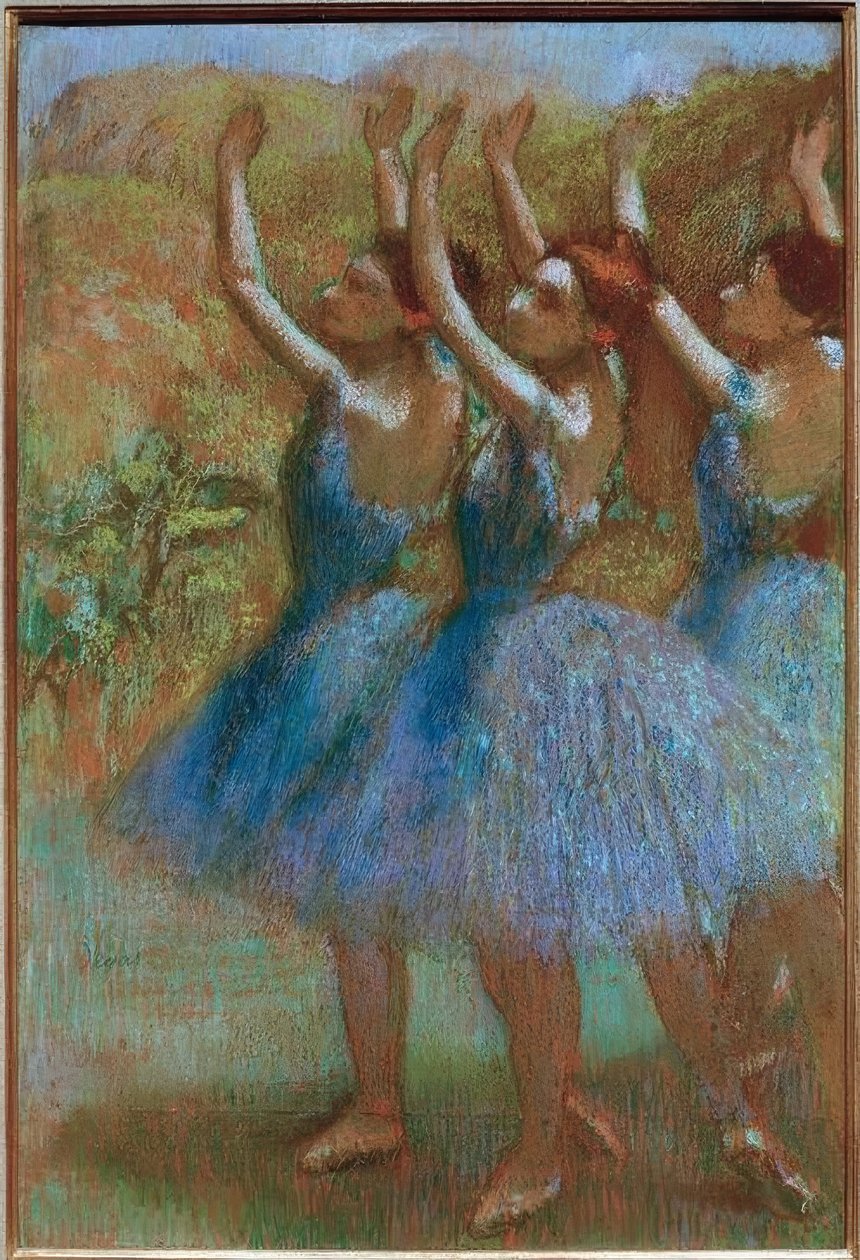 Drei Tänzerinnen in Blau von Edgar Degas