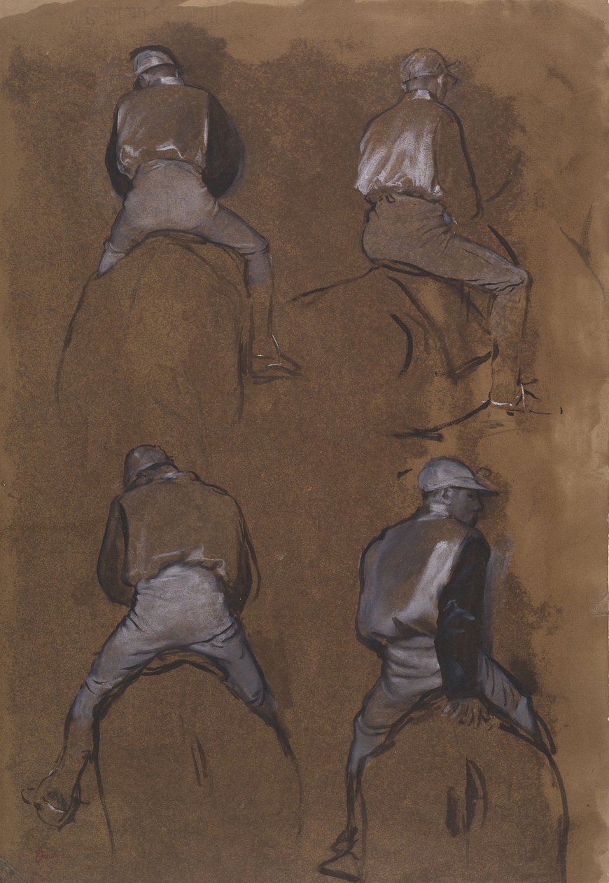 Vier Studien eines Jockeys von Edgar Degas