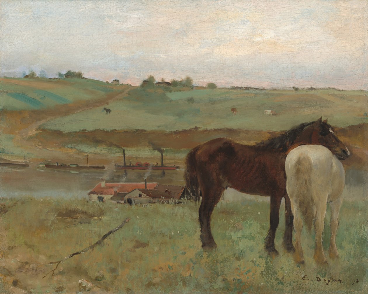 Pferde auf einer Wiese von Edgar Degas