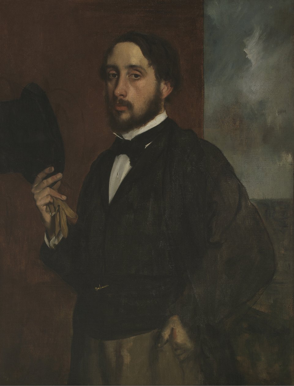 Selbstporträt mit erhobenem Hut, ca. 1863 von Edgar Degas