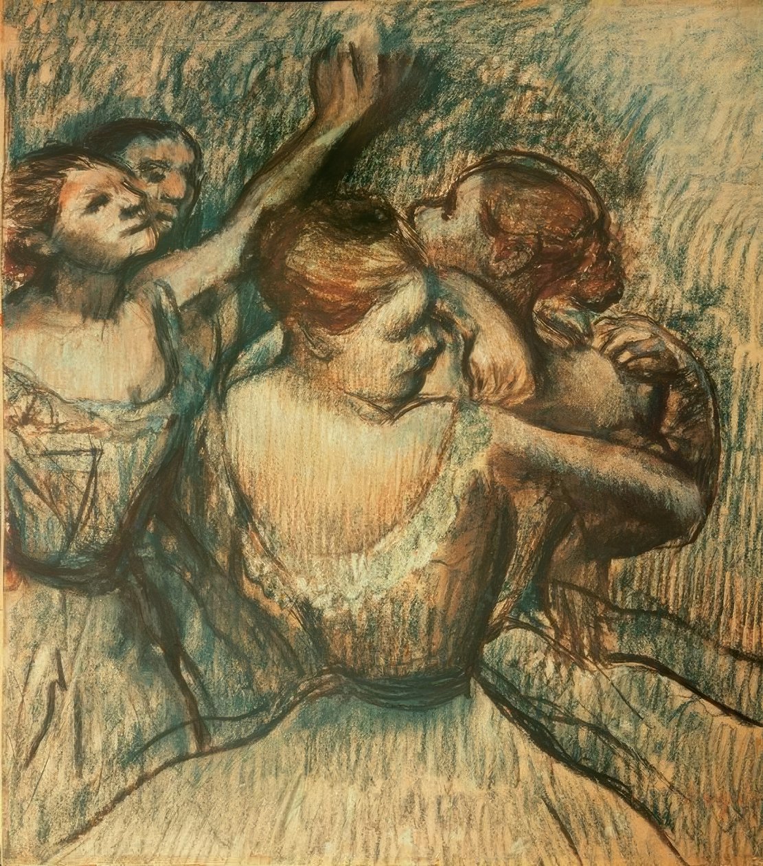Vier Tänzerinnen in Halbfigur von Edgar Degas