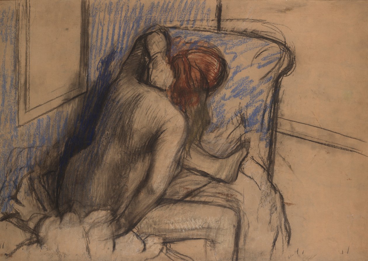 Frau, die sich die Haare trocknet von Edgar Degas
