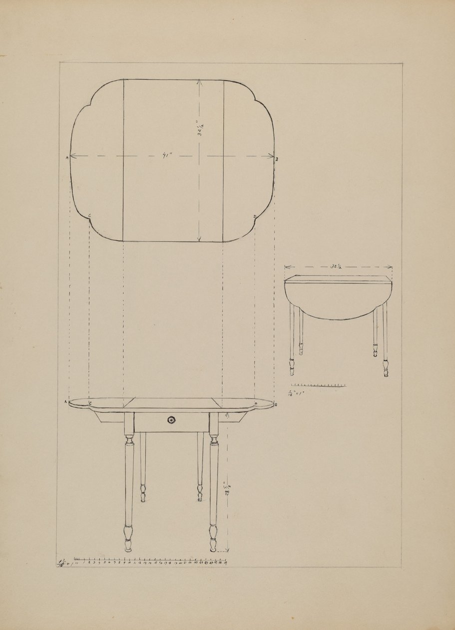 Ovaler Tisch mit Klappblatt von Edith Magnette