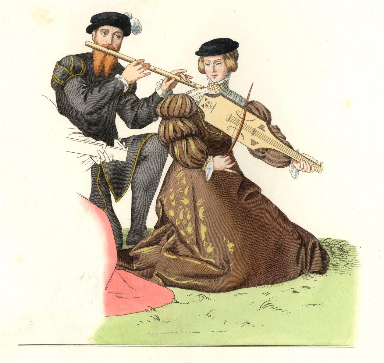 Gentleman und Dame, englische Musiker von Edmond Lechevallier Chevignard