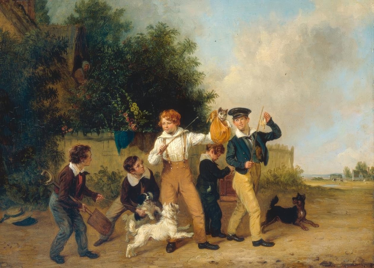 Jungen mit ihren Haustieren von Edmund Bristow