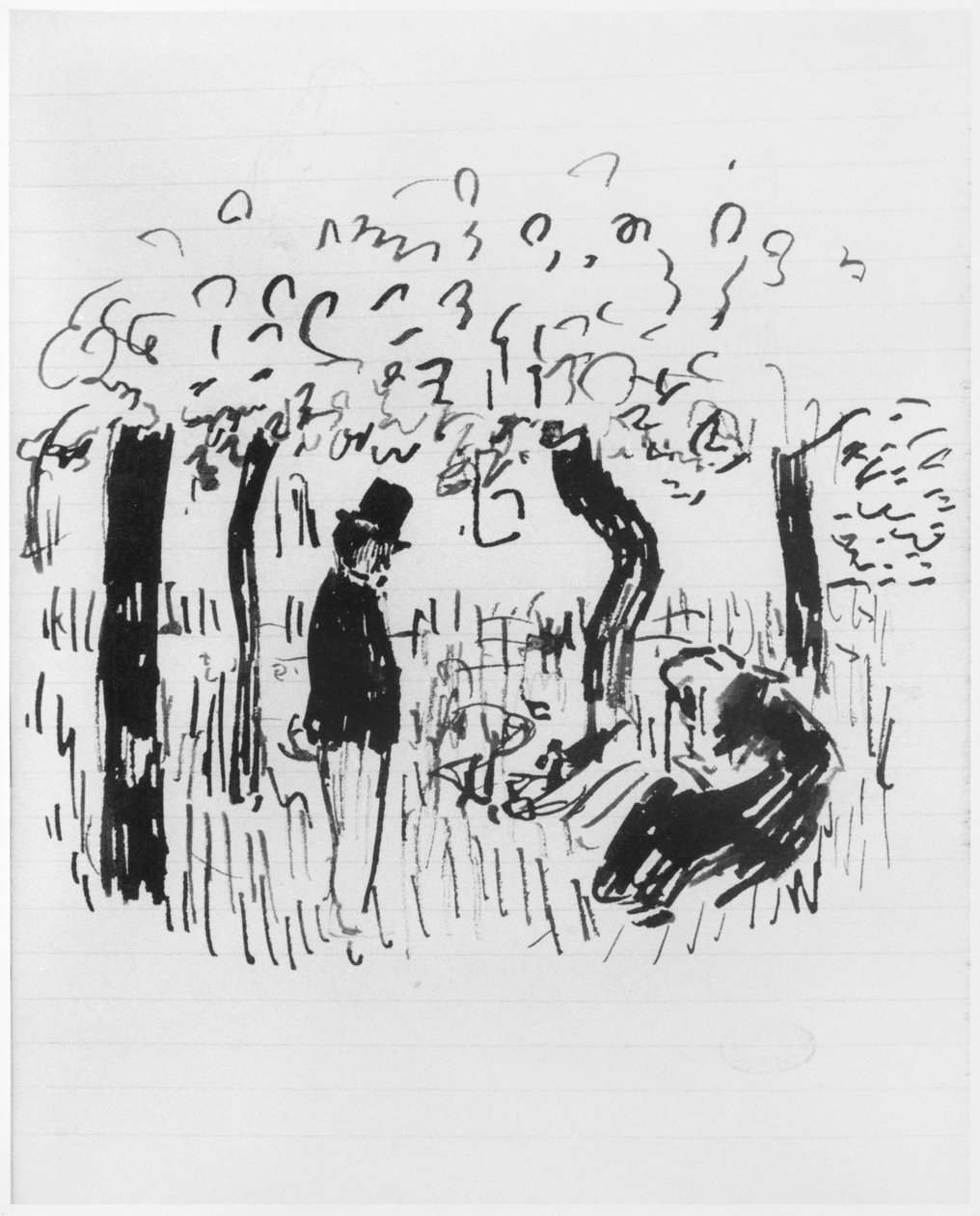 Seite eines Skizzenbuchs, 1890-1940 (Feder und Tinte auf liniertem Papier) von Edouard Vuillard