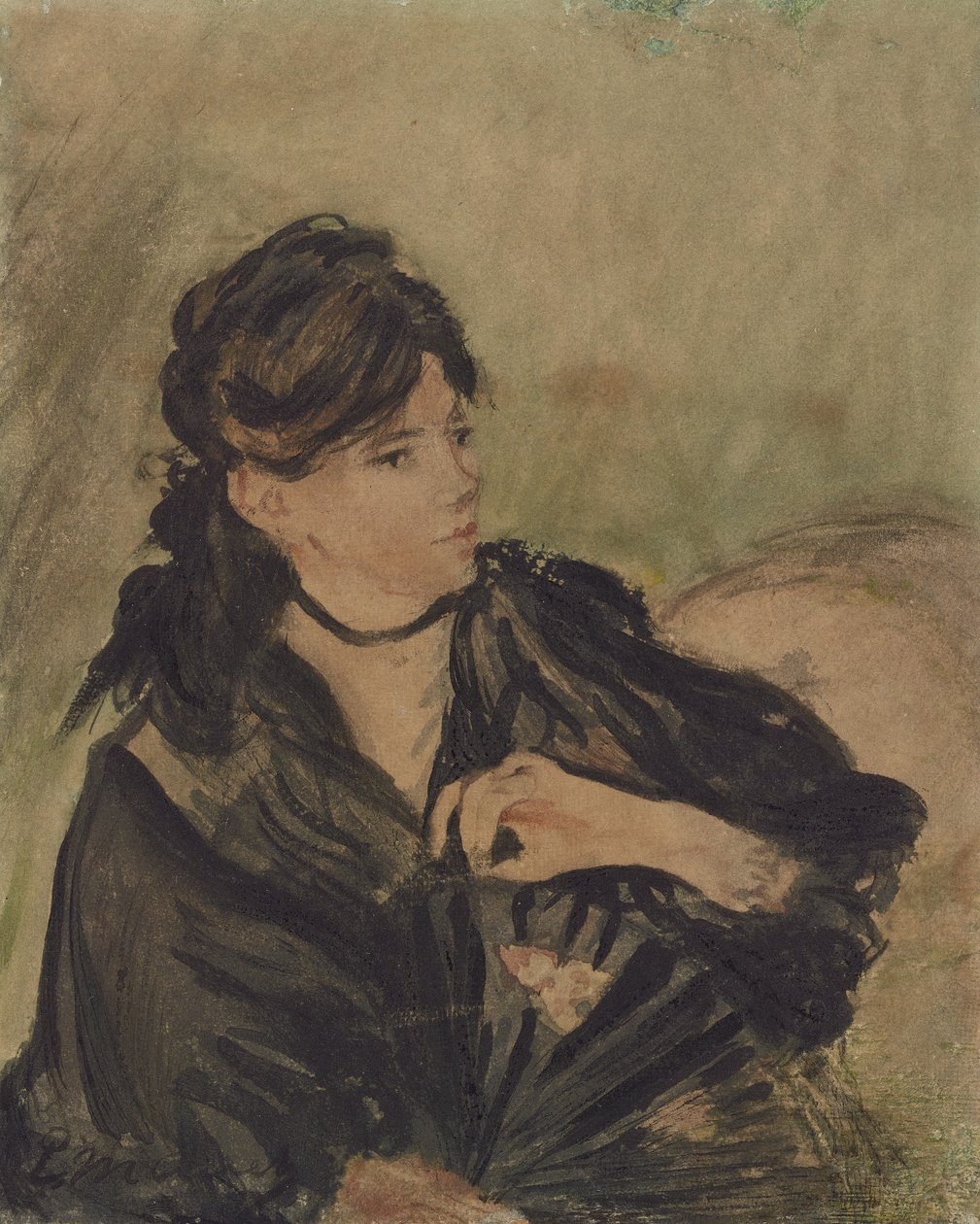 Berthe Morisot mit einem Fächer von Edouard (after) Manet