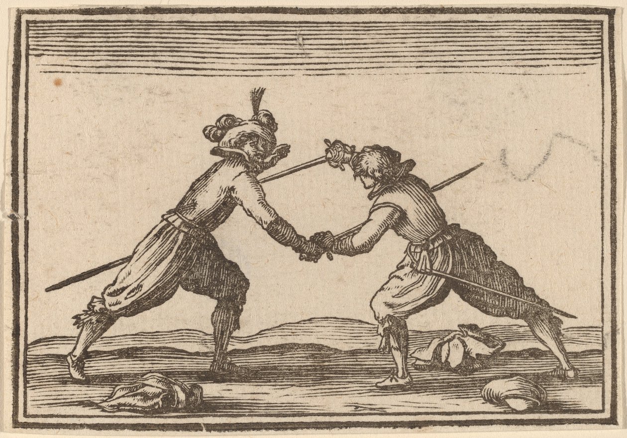 Duell mit Schwertern von Edouard Eckman after Jacques Callot