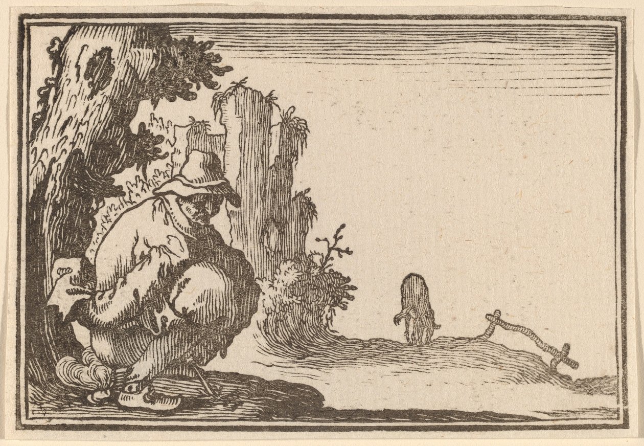 Bauer beim Defäkieren von Edouard Eckman after Jacques Callot