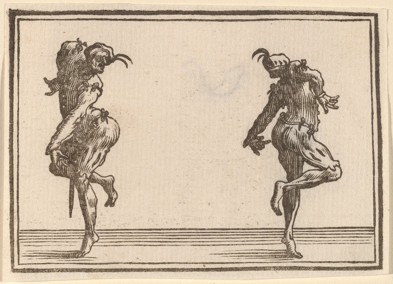 Zwei Pantalons tanzen von Edouard Eckman after Jacques Callot
