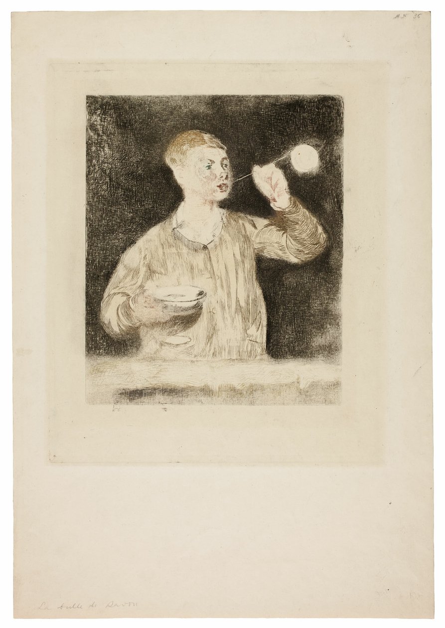 Junge, der Seifenblasen bläst von Édouard Manet