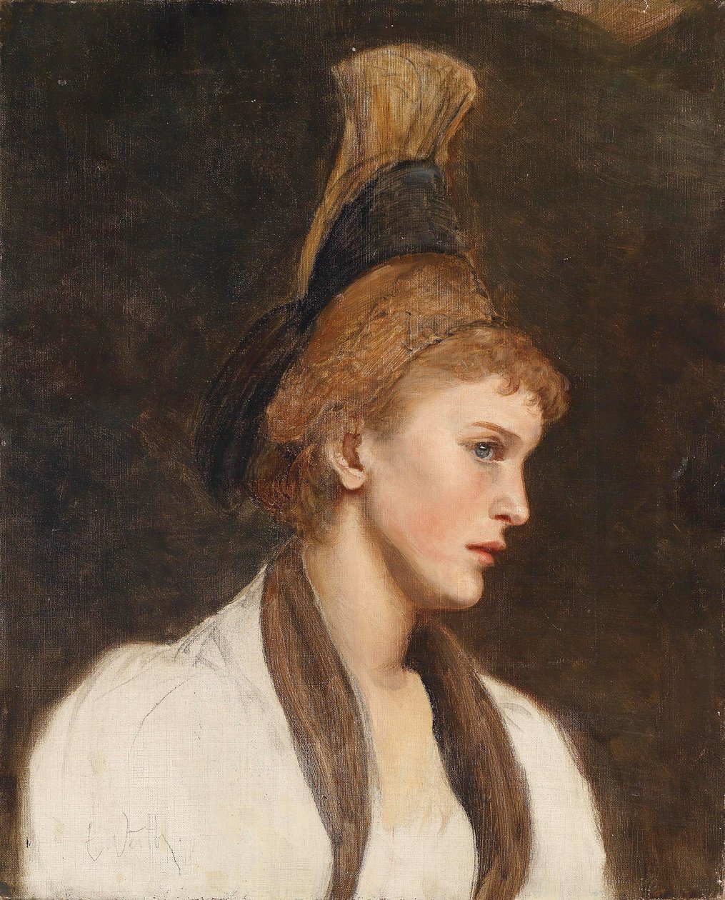 Frau im Profil mit Goldhaube von Eduard Veith
