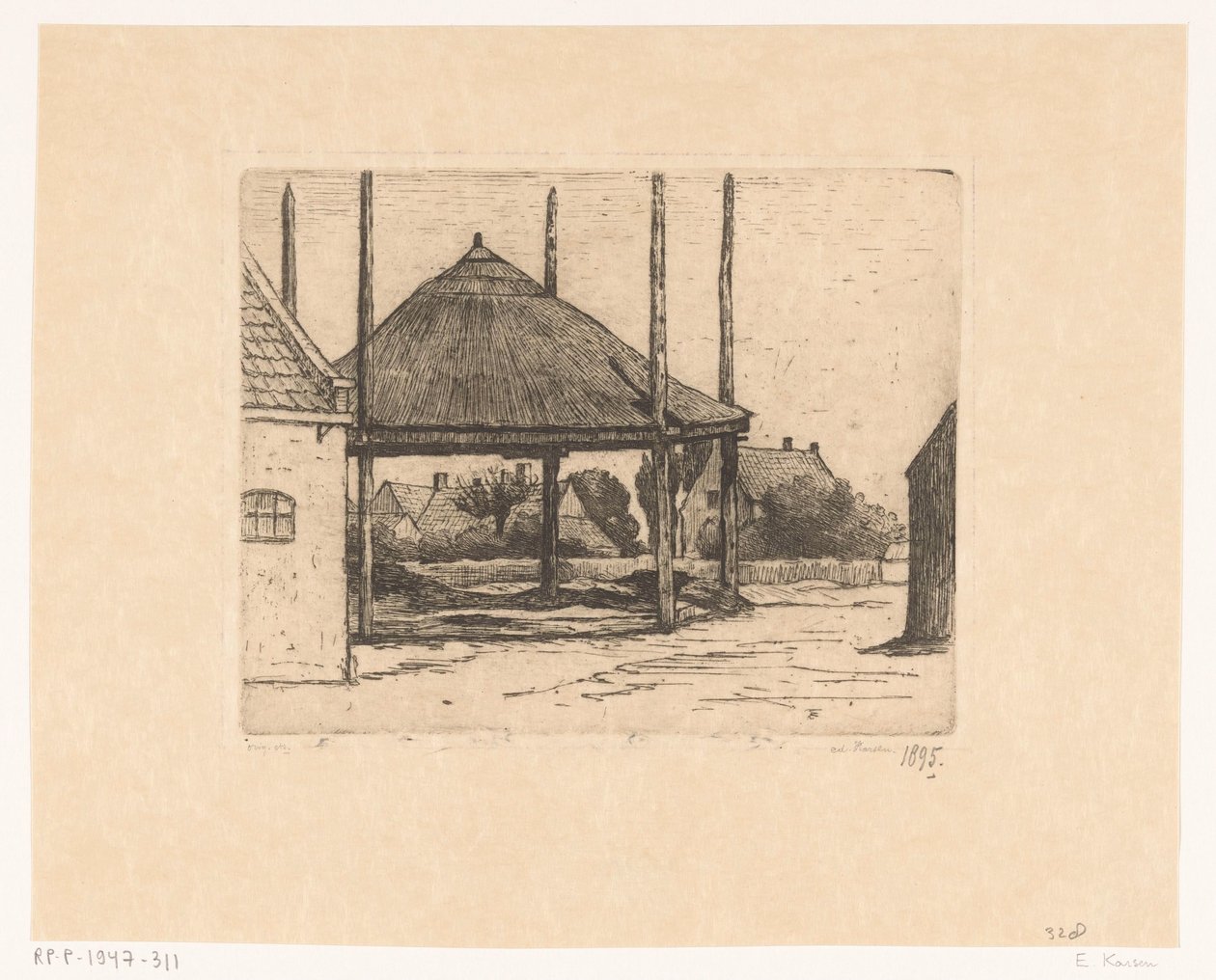 Bauernhof mit leerer Heuscheune von Eduard Karsen (signed by artist)