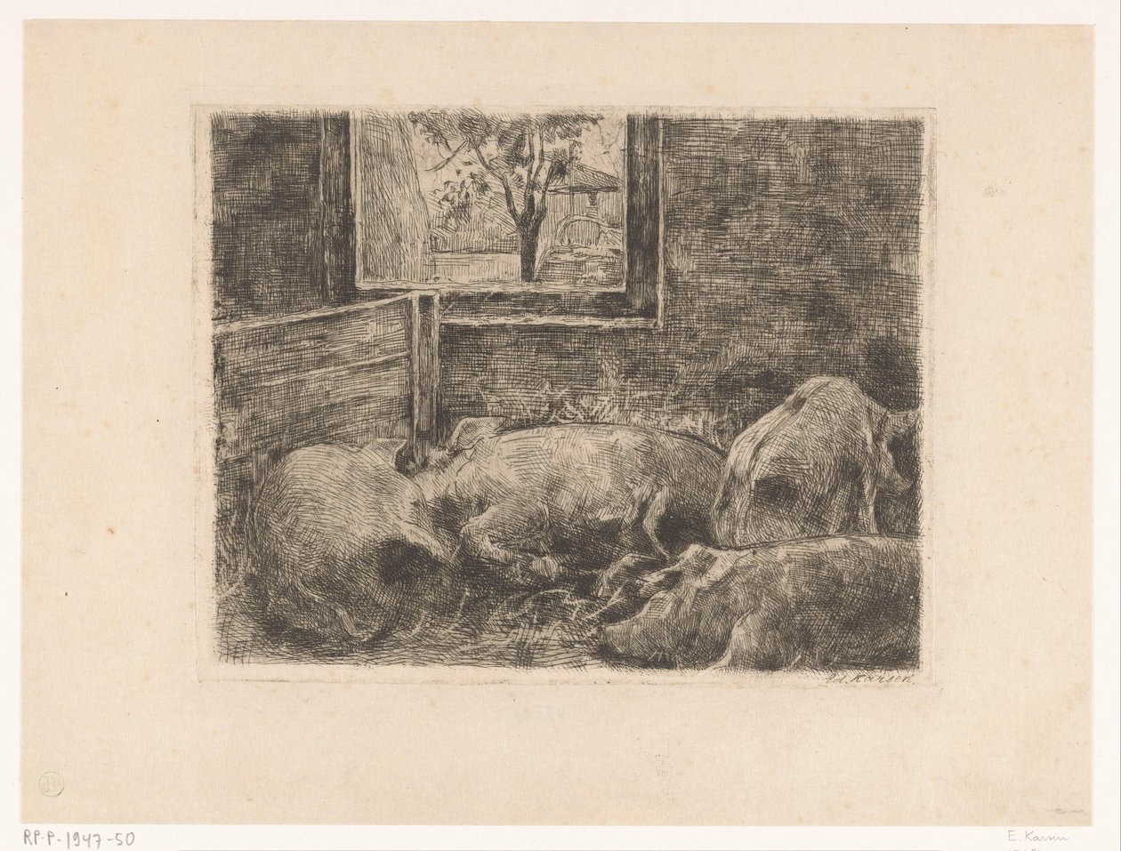 Schweine im Stall von Eduard Karsen (signed by artist)