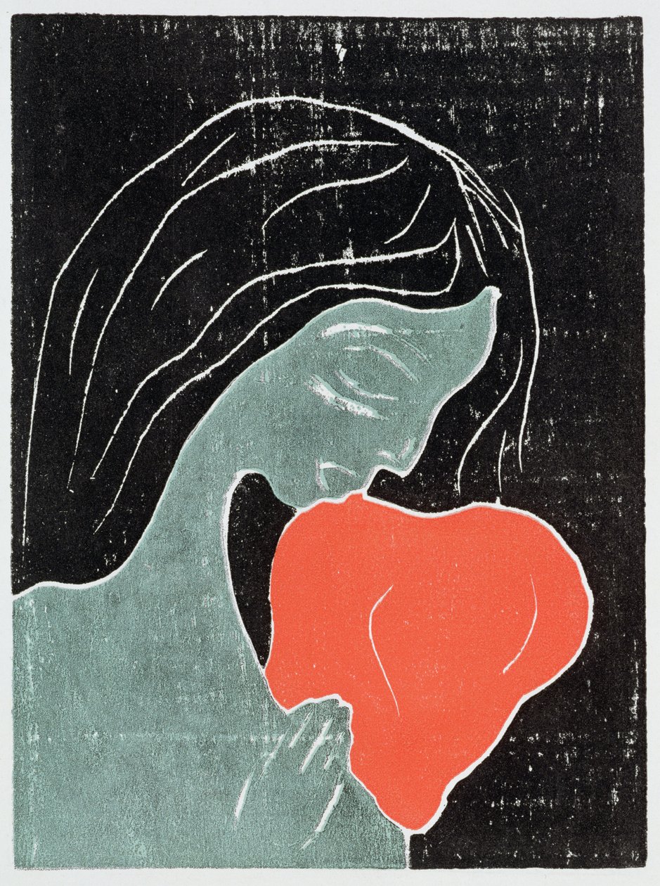 Frau mit einem Hund von Edvard Munch