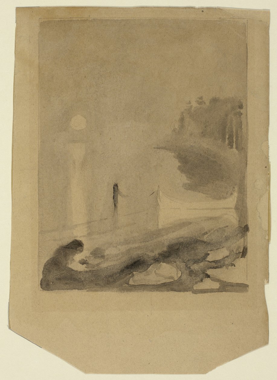 Ein Boot, das an einem Pier festgemacht ist von Edvard Munch