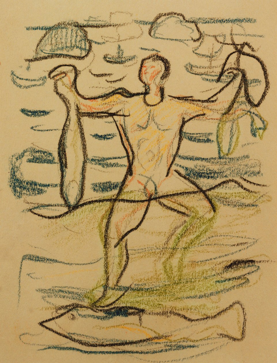 Badende mit Fisch, ca. 1915-20 von Edvard Munch