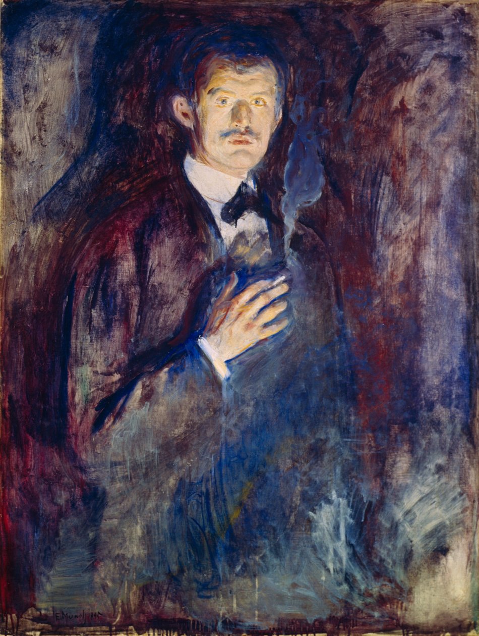 Selbstporträt mit einer Zigarette von Edvard Munch