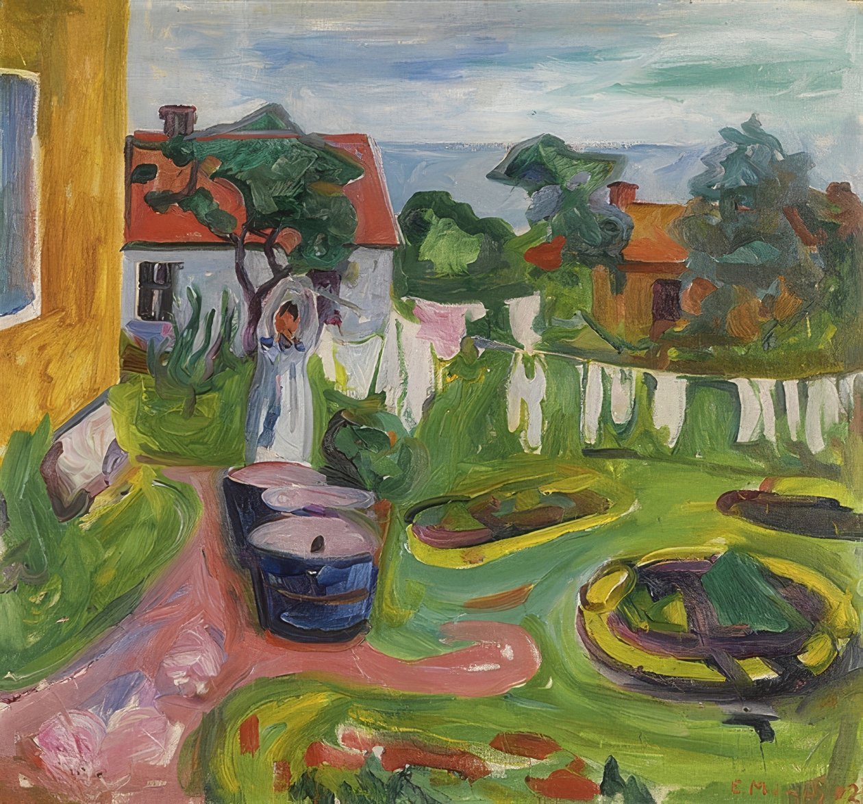 Wäsche auf der Leine in Asgardstrand, 1902 von Edvard Munch