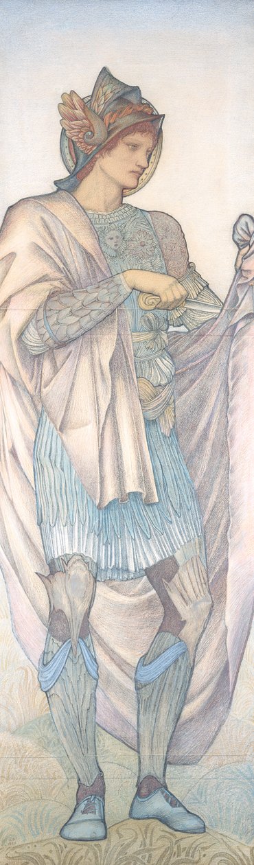 St. Martin schneidet seinen Mantel (farbige Kreiden auf Papier) von Edward Burne Jones
