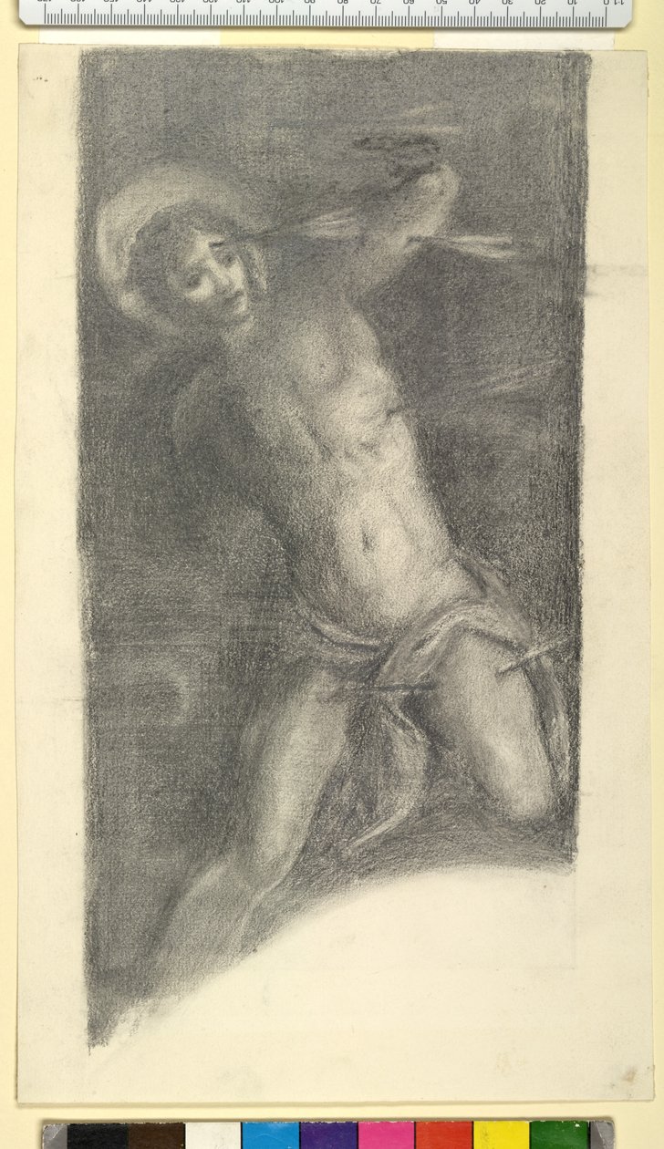 Studie von Tintorettos Heiliger Sebastian in der Scuola Grande di San Rocco, 1859 oder 1862 von Edward Burne Jones