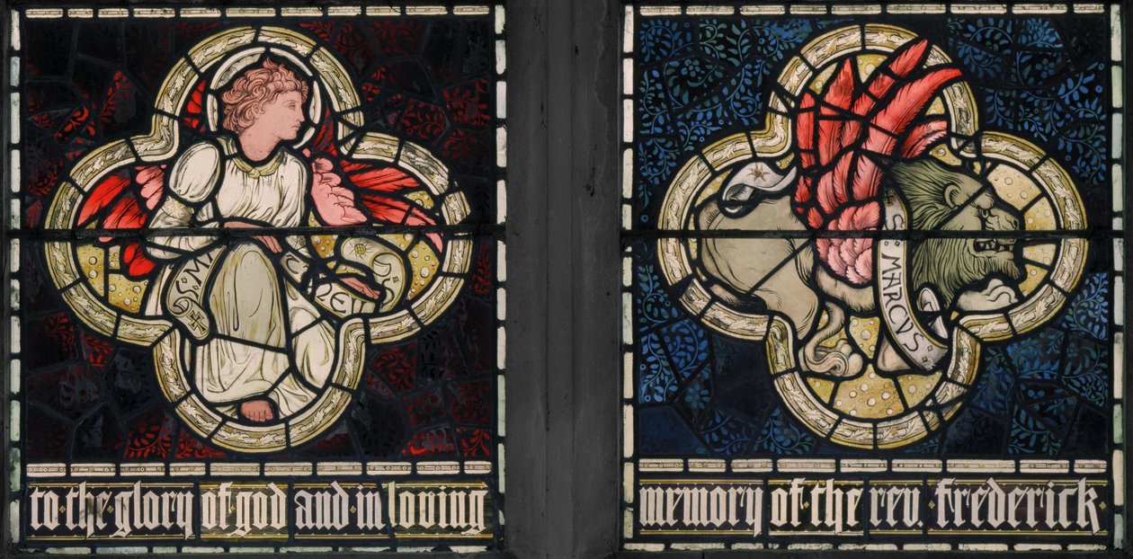 Symbole der Evangelisten, St. Matthäus & St. Markus von Edward Coley and Dearle Burne Jones