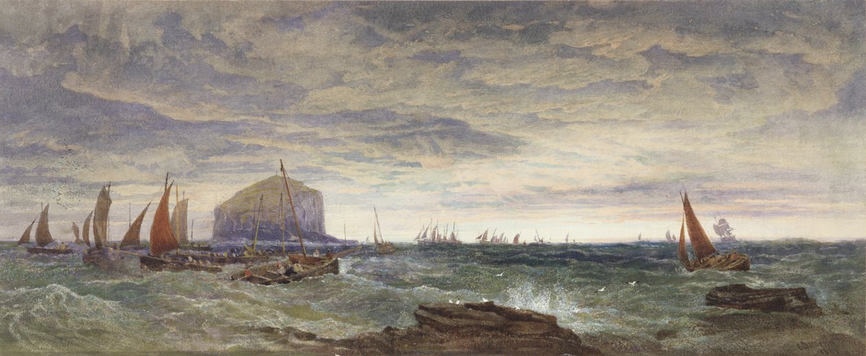 Der Bass Rock bei Morgengrauen, 1855 von Edward Duncan