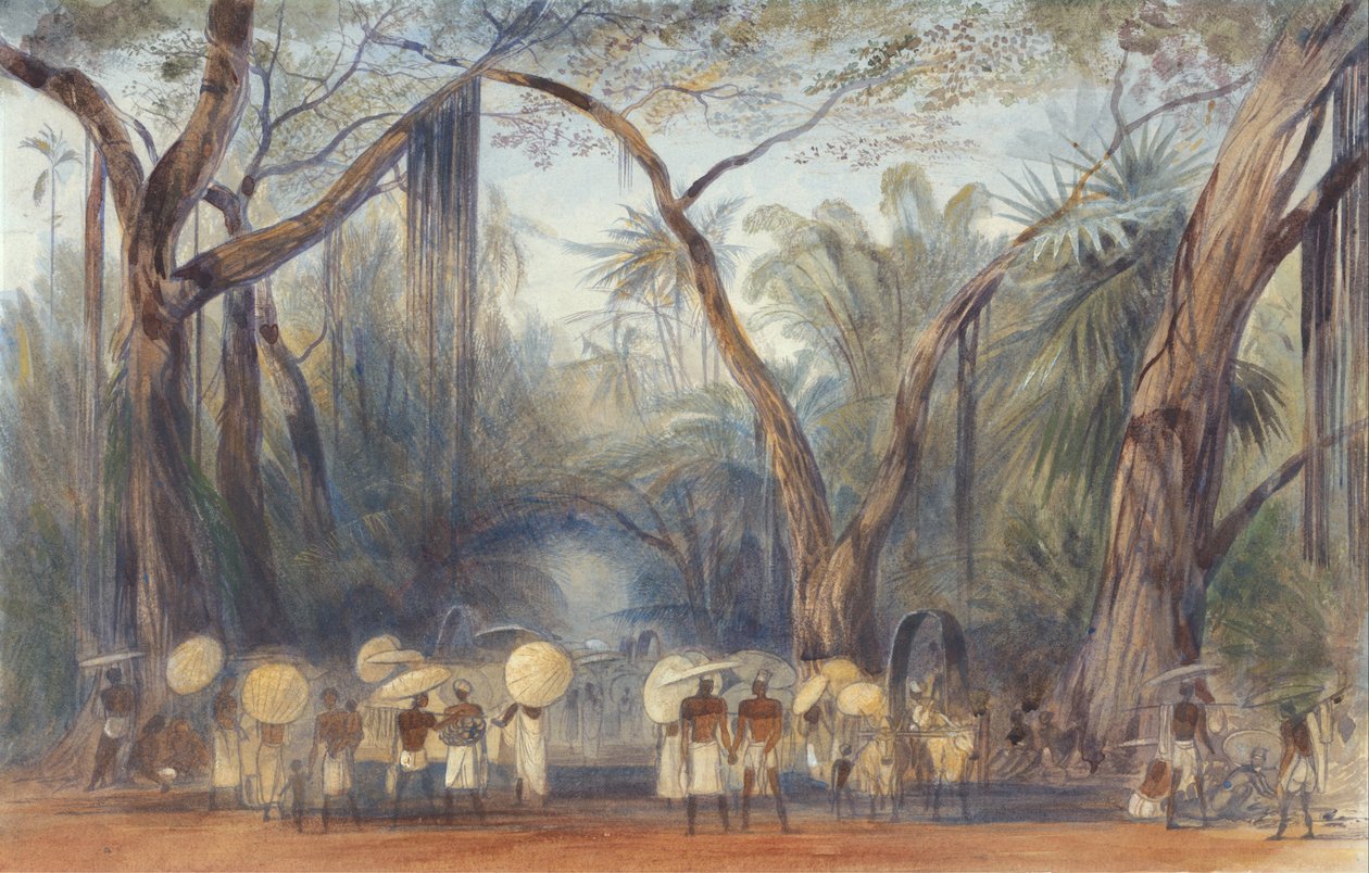 Kulis auf der Straße in der Nähe von Kalikut, Malabar von Edward Lear