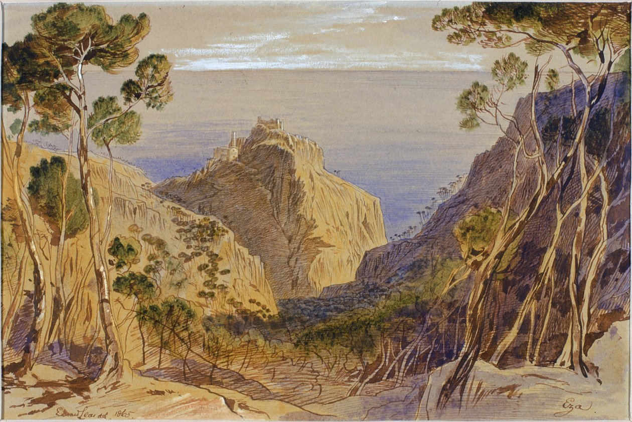Eza, Frankreich, 1865 von Edward Lear