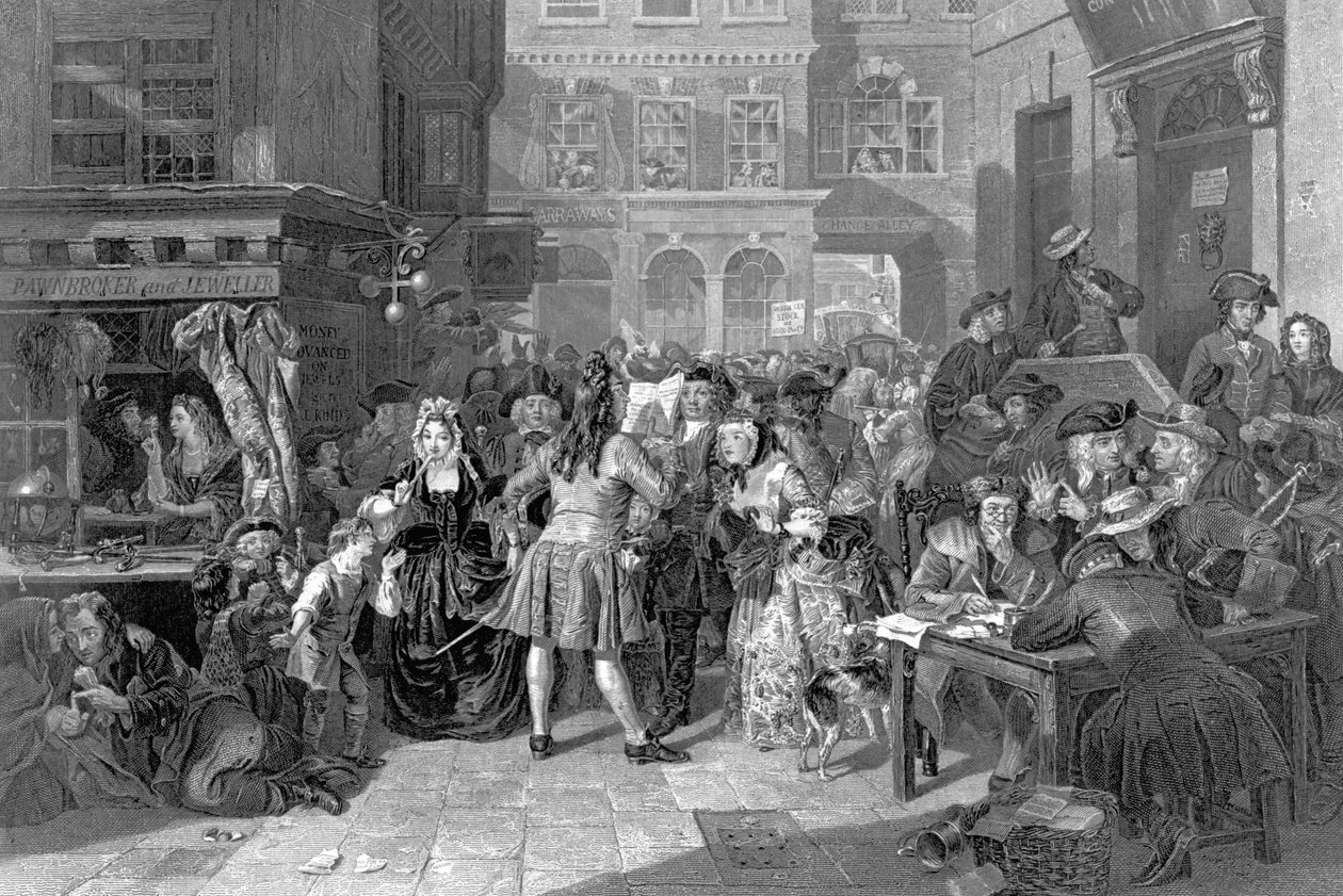 Szene in Change Alley während der South Sea Bubble, 1853 von Edward Matthew Ward