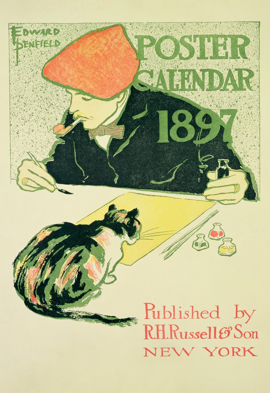 Poster-Kalender, veröffentlicht von R.H. Russell und Son, 1897 von Edward Penfield