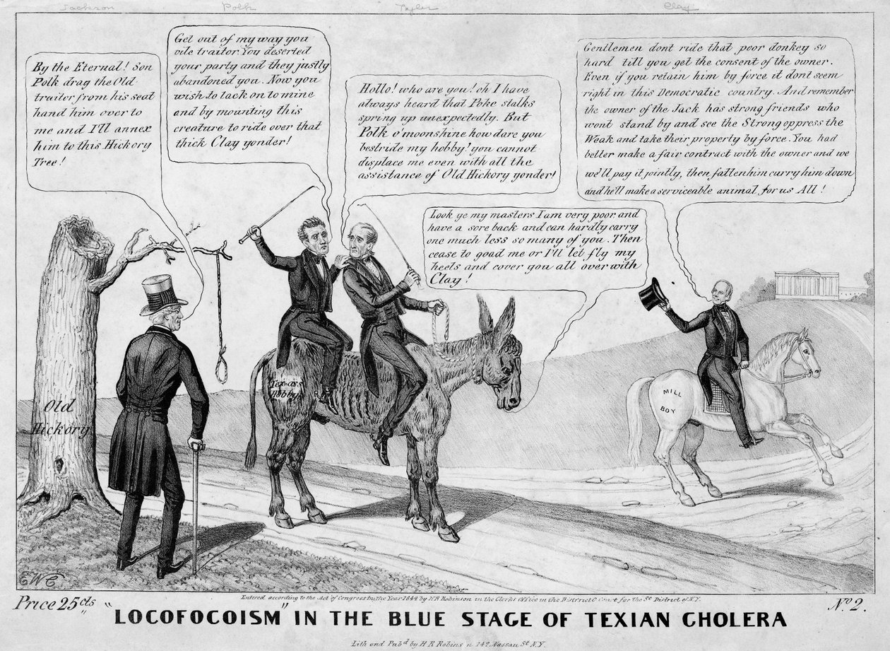 Locofocoismus im blauen Stadium der texanischen Cholera, veröffentlicht von H R Robinson, New York, 1844 von Edward Williams Clay