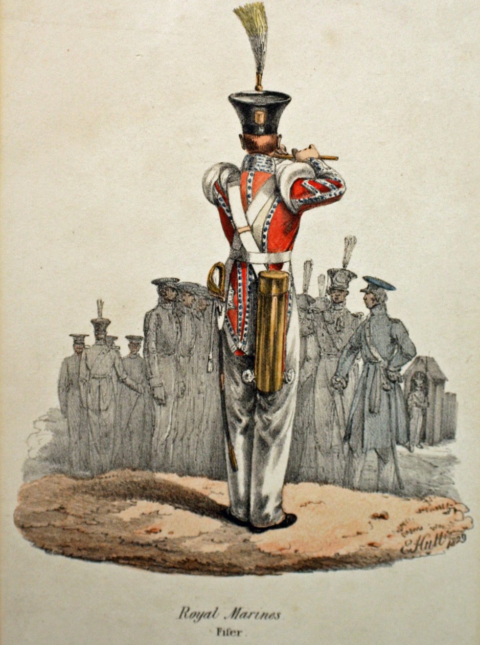 Fifer der Royal Marines, ca. 1829 (handkolorierte Lithografie) von Edward (after) Hull
