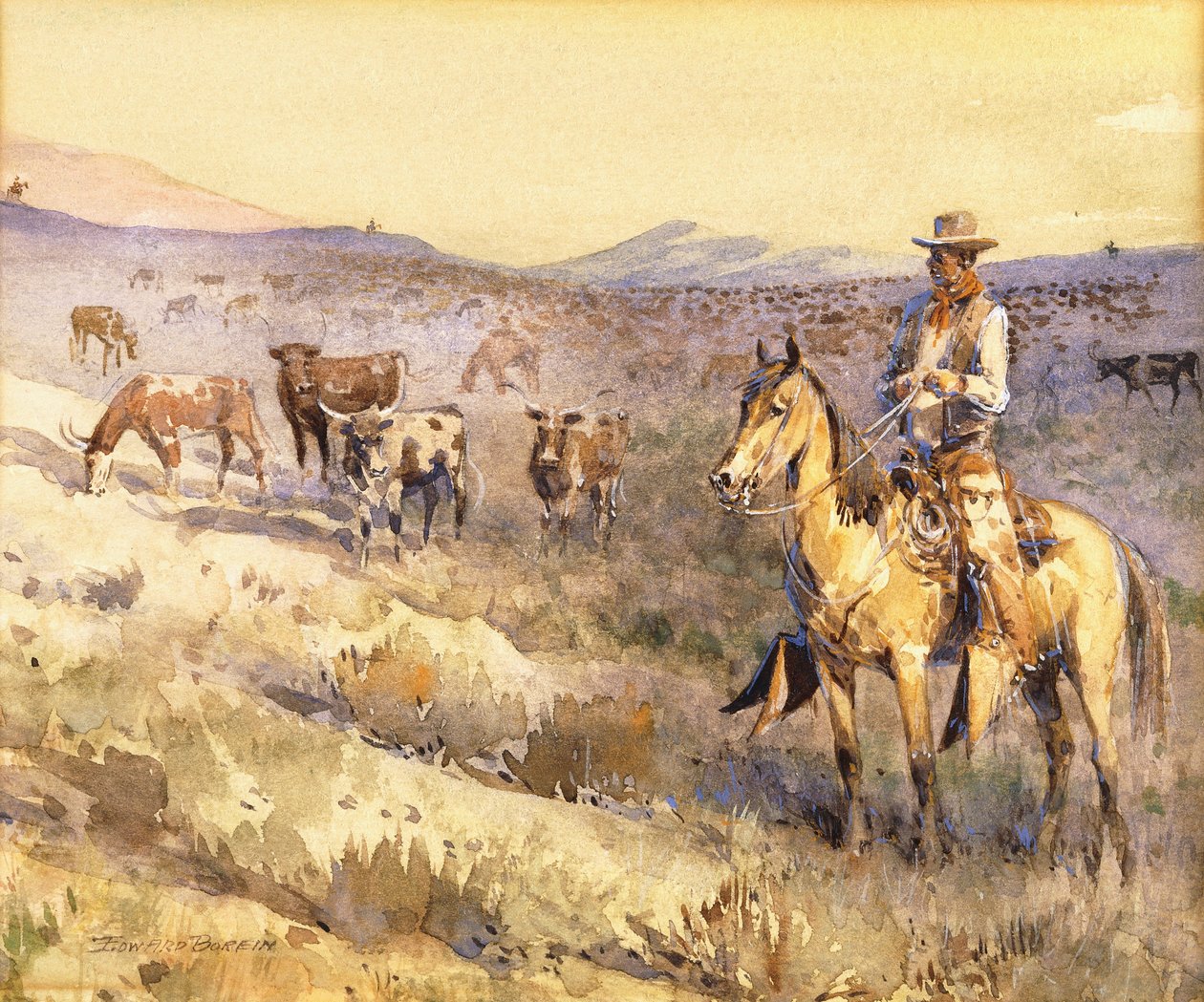 Weidende Kühe von Edward Borein