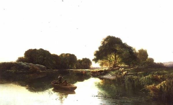 Eine Flusslandschaft mit Anglern von Edward Charles Williams