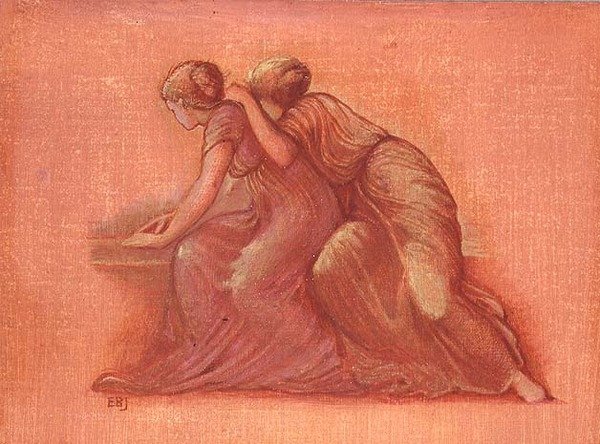 Figuren auf einem Balkon von Edward Coley Burne Jones