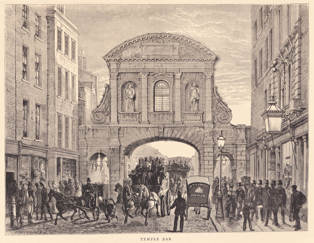 Temple Bar in der Fleet Street, ca. 1870 von Edward Henry Fahey