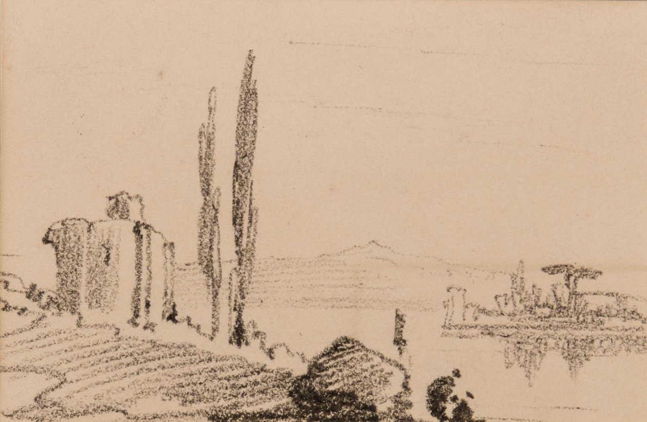Italienisches Capriccio, ca. 1837 von Edward Lear
