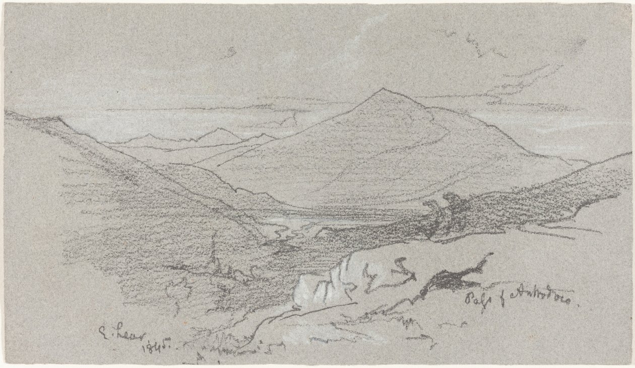 Bergige Aussicht von Antrodoco, 1845 von Edward Lear