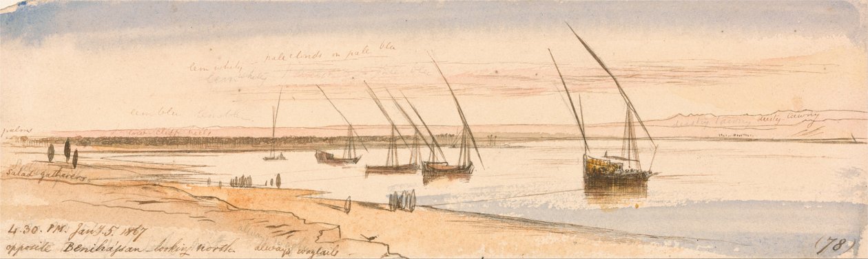 Gegenüber von Beni Hassan, Blick nach Norden von Edward Lear