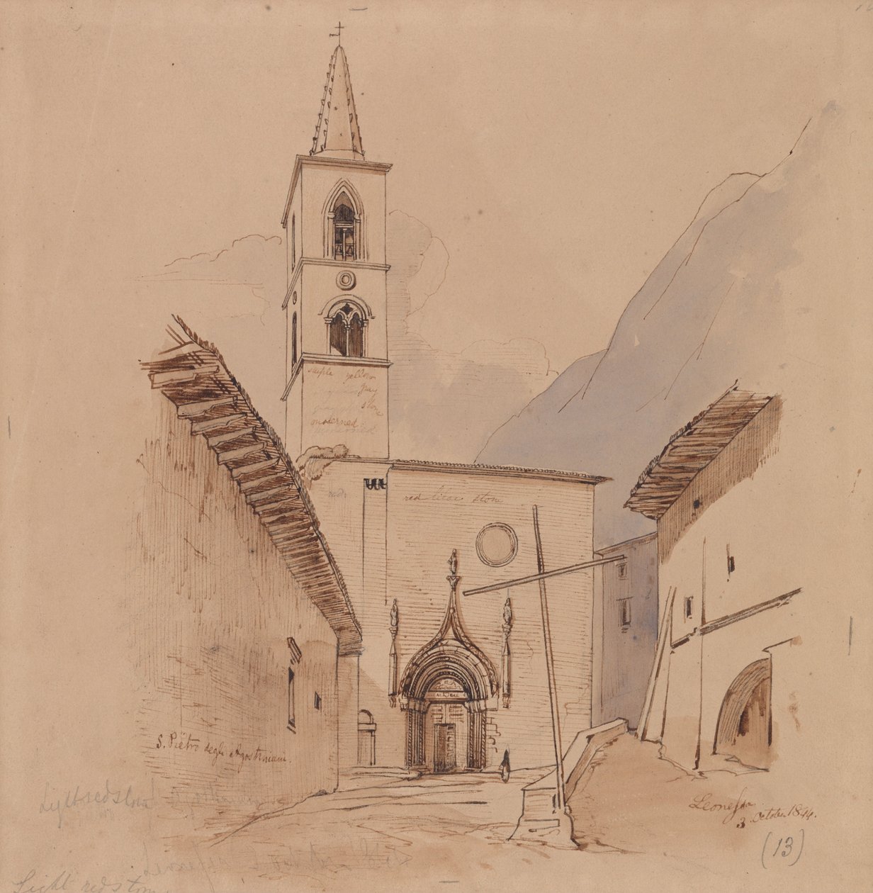 S. Pietro Degli Agostiniani. Leonessa. von Edward Lear