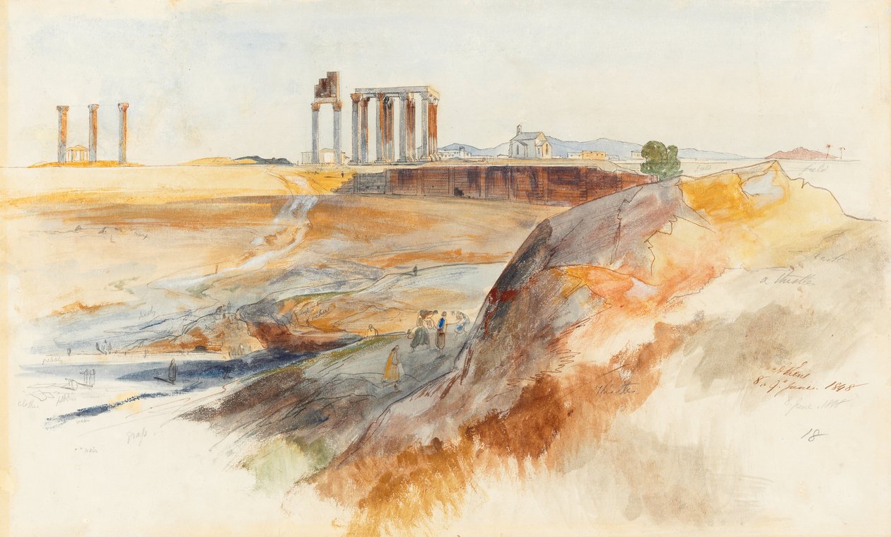 Der Tempel des Olympischen Zeus, Athen von Edward Lear