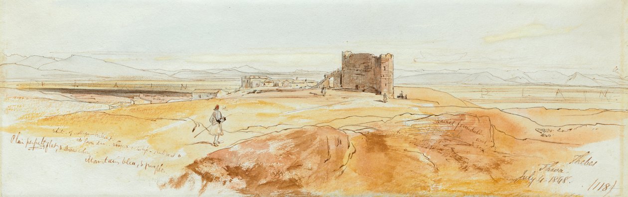 Zwei Ansichten von Theben von Edward Lear