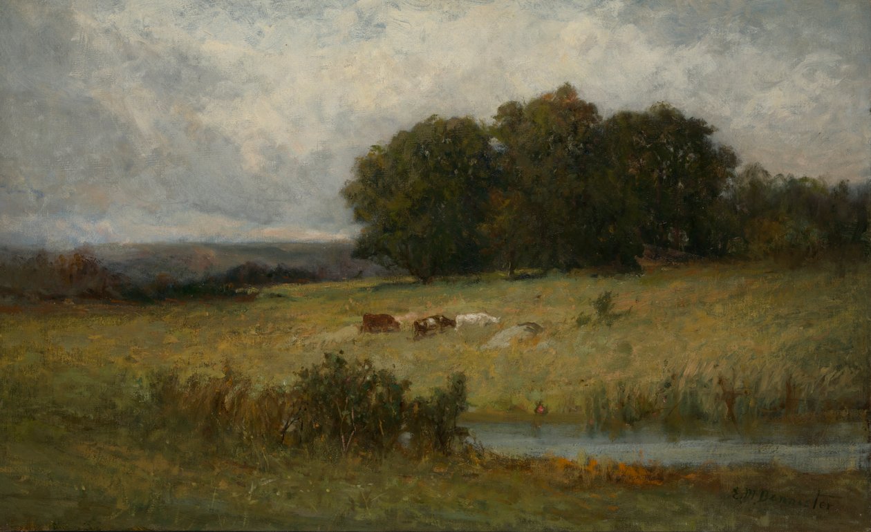 Helle Szene mit Vieh in der Nähe eines Baches von Edward Mitchell Bannister