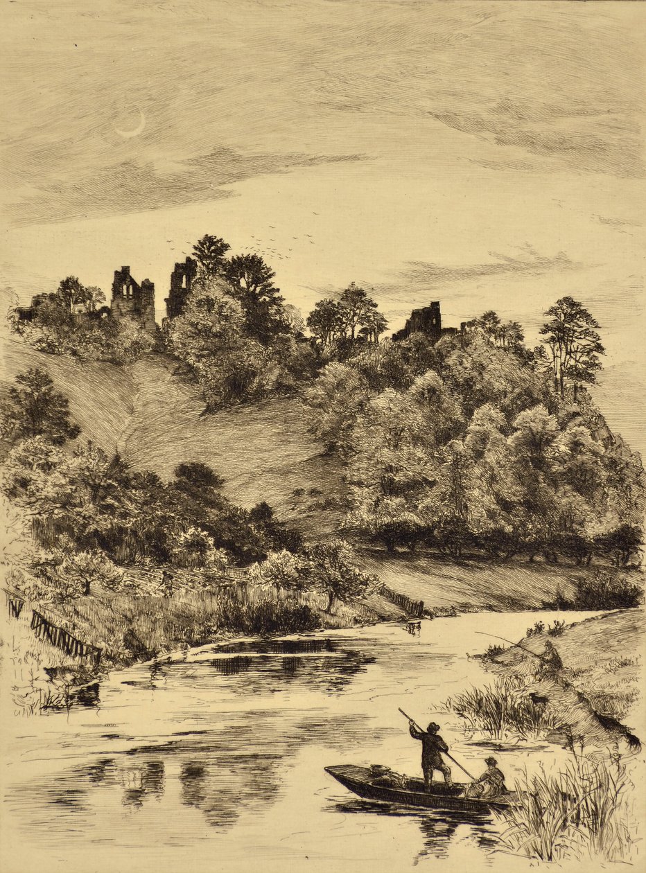 Die Taube: Tutbury Castle, ca. 1880 (Radierung) von Edward Slocombe