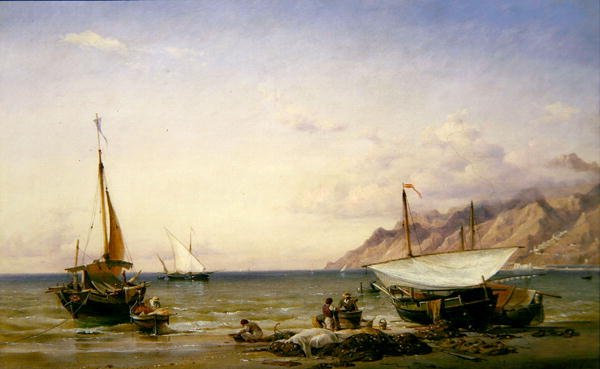 Fischer, die ihre Netze pflegen von Edward William Cooke